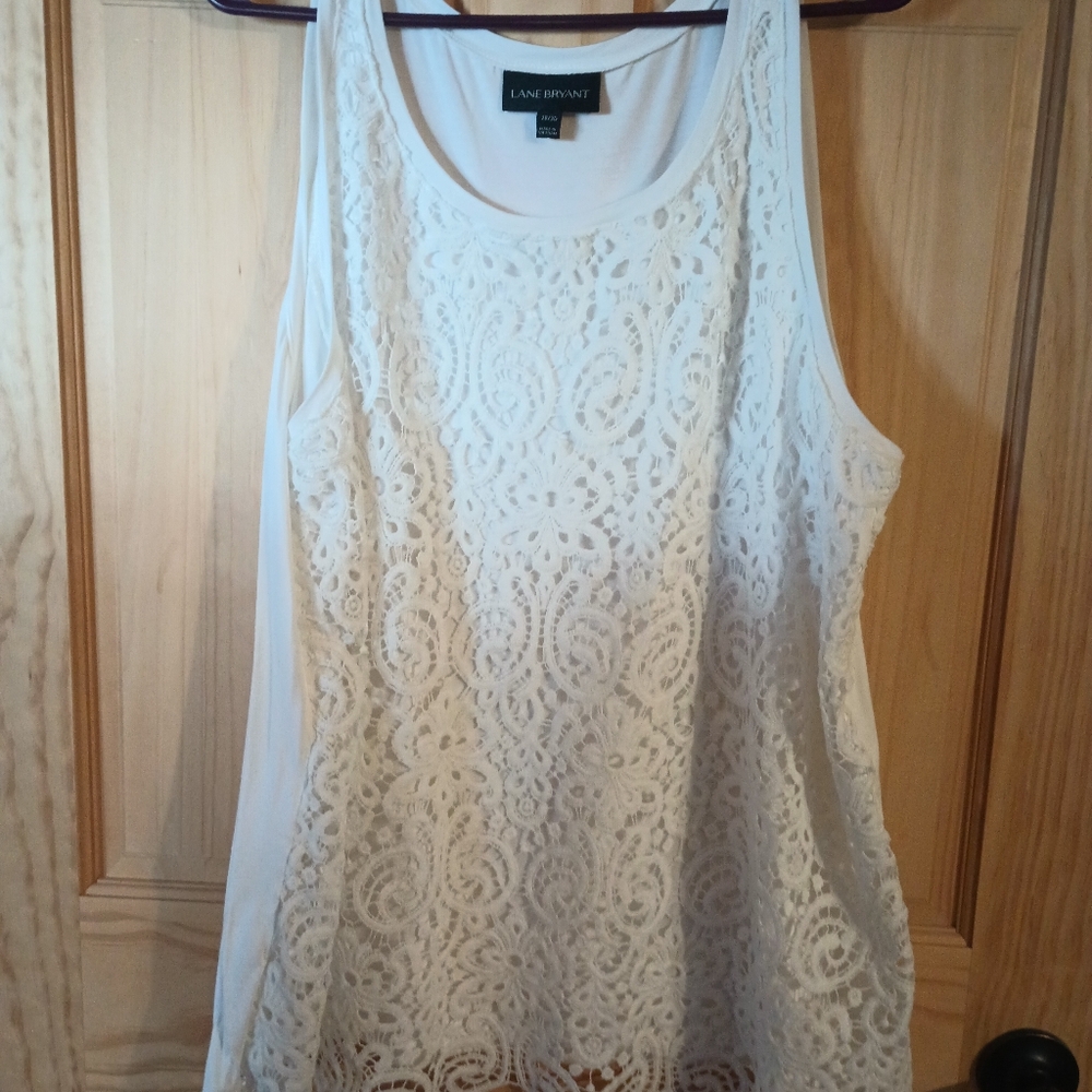 Lane Bryant Ivory Lace Tank Top